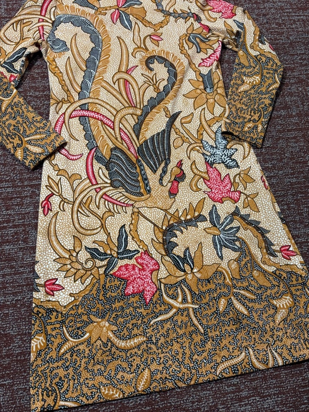 Goldworm vintage 1970’s printed knee length patterned long sleeve dress size 14